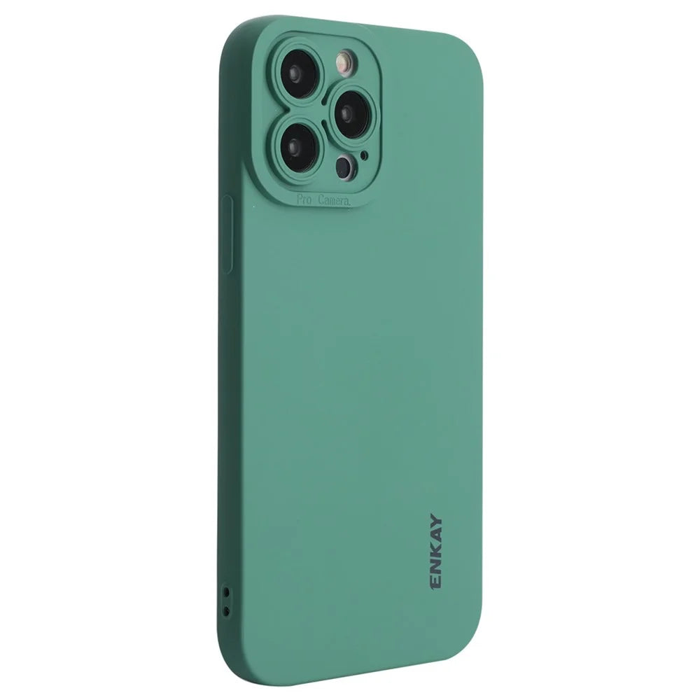 ENKAY HAT PRINCE For iPhone 13 Pro Max 6.7 inch Liquid Silicone Soft Phone Case Precise Cutout Camera Lens Protection Cover - Green - 1