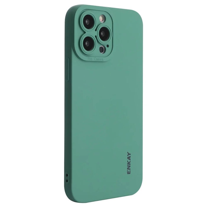 ENKAY HAT PRINCE For iPhone 13 Pro Max 6.7 inch Liquid Silicone Soft Phone Case Precise Cutout Camera Lens Protection Cover - Green - 1