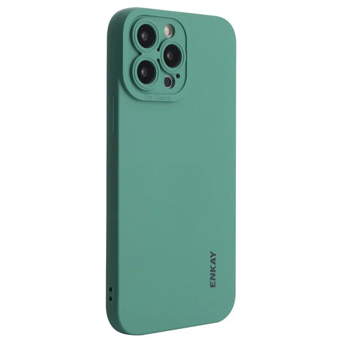 ENKAY HAT PRINCE Liquid Silicone Phone Case for iPhone 13 Pro 6.1 inch, Precise Cutout Camera Lens Protection Drop-proof Protective Cover - Green - 1