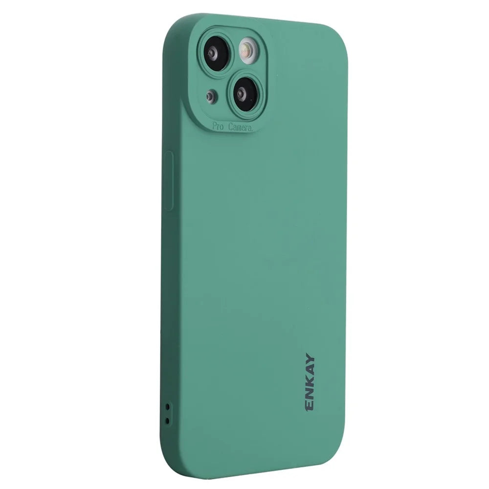 ENKAY HAT PRINCE For iPhone 13 6.1 inch Anti-drop Liquid Silicone Case Precise Cutout Camera Protection Soft Phone Cover - Green - 1