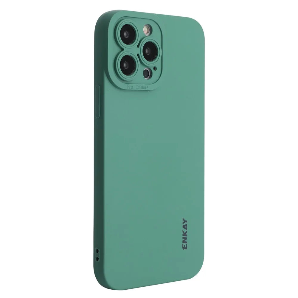 ENKAY HAT PRINCE for iPhone 12 Pro 6.1 inch Soft Liquid Silicone Case Precise Cutouts Camera Protection Anti-Scratch Cover - Green - 1