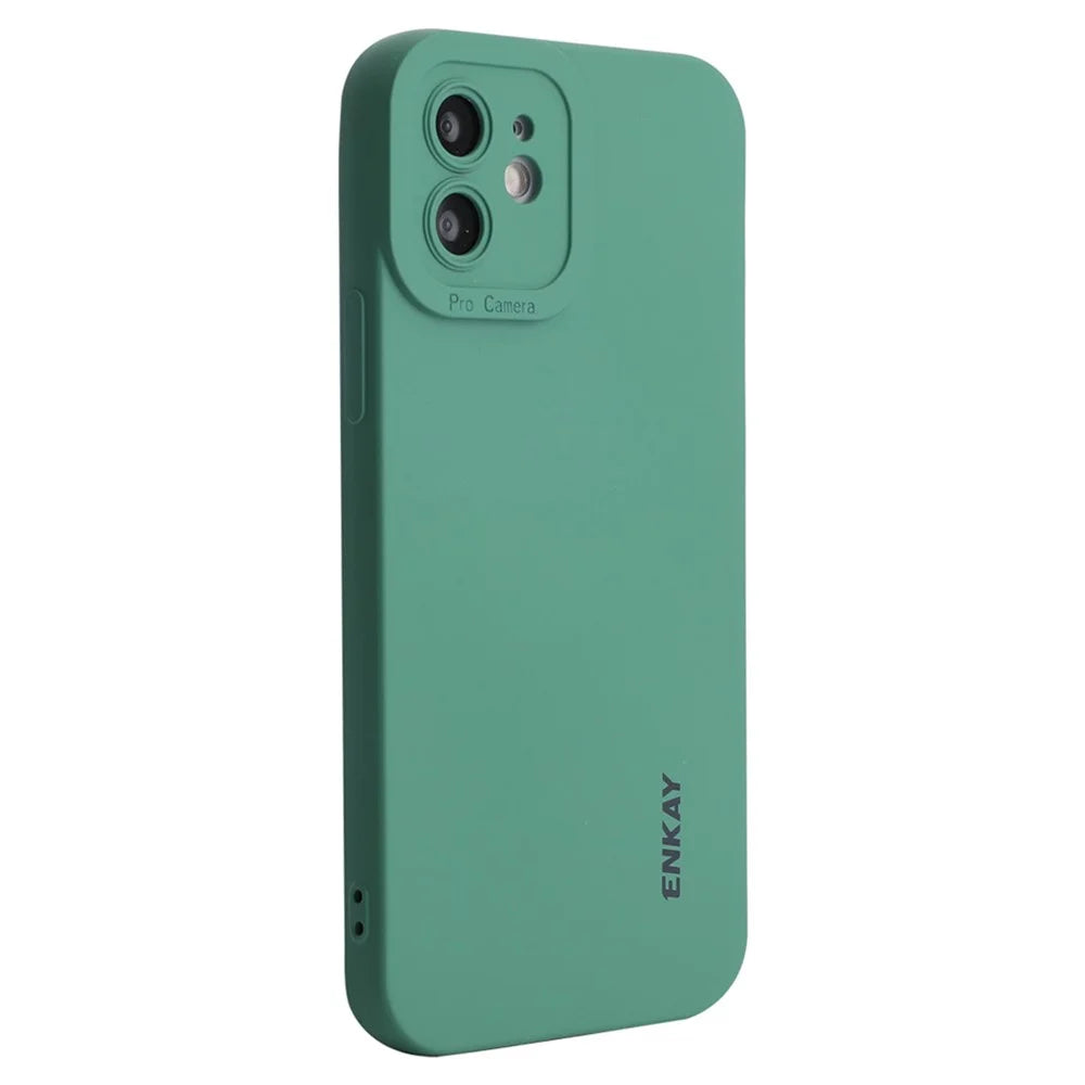 ENKAY HAT PRINCE Liquid Silicone Case for iPhone 12 6.1 inch, Precise Cutouts Slim Fit Shockproof Protective Back Cover - Green - 1