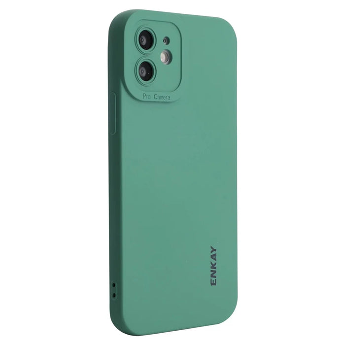 ENKAY HAT PRINCE Liquid Silicone Case for iPhone 12 6.1 inch, Precise Cutouts Slim Fit Shockproof Protective Back Cover - Green - 1