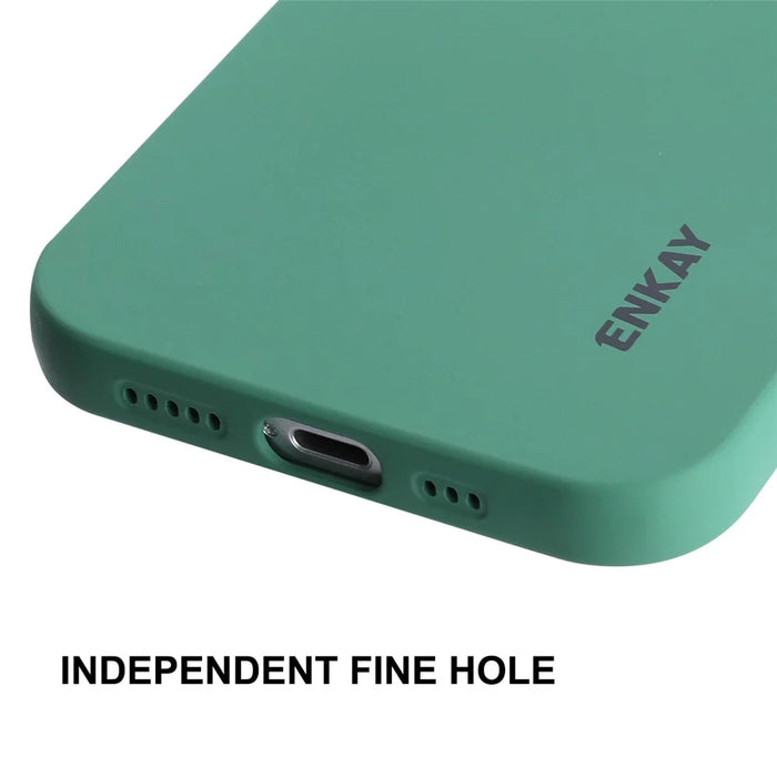 ENKAY HAT PRINCE Liquid Silicone Case for iPhone 12 6.1 inch, Precise Cutouts Slim Fit Shockproof Protective Back Cover - Green - 5