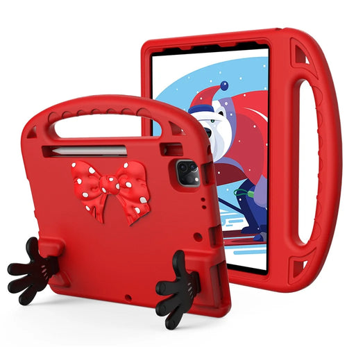 For iPad Air (2022) / (2020) / iPad Pro 11 (2021) / (2020) / (2018) / (2022) Mini Palm Shape Kickstand Hand Grip EVA Case with Pen Slot - Red - 1