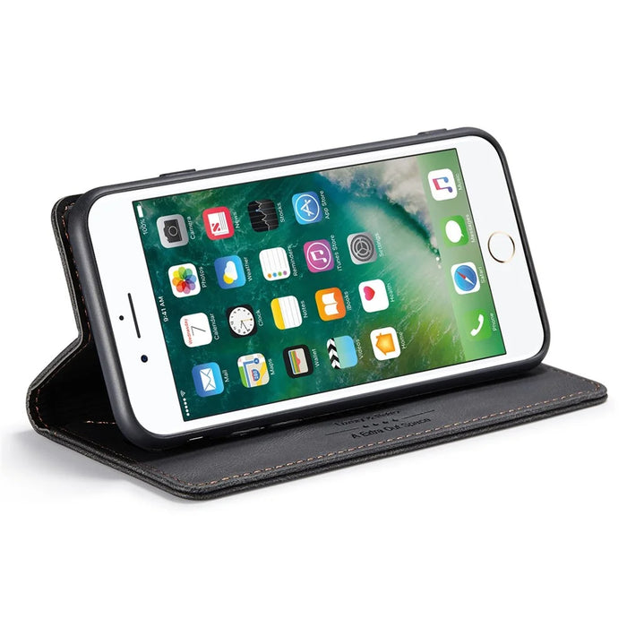AUTSPACE A01 Series for iPhone 6 Plus/7 Plus/8 Plus 5.5 inch PU Leather Case RFID Blocking Wallet Flip Stand Cover - Black - 3