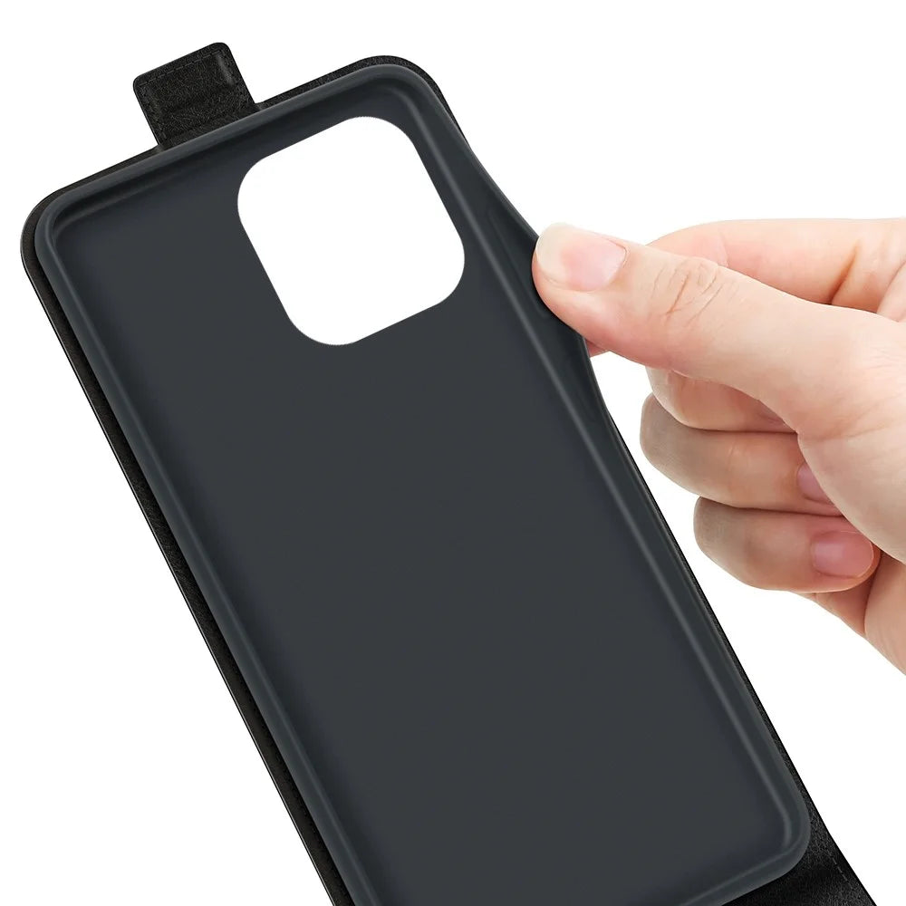 For iPhone 14 Pro 6.1 inch Vertical Flip Drop-proof Cover Crazy Horse Texture PU Leather Cell Phone Case with Card Holder - Black - 4