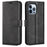 For iPhone 14 Pro 6.1 inch Anti-fall Textured PU Leather Phone Case Magnetic Closing Phone Protector with Wallet Stand - Black - 1
