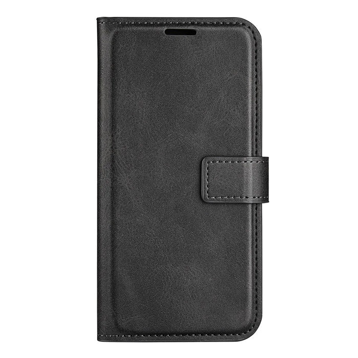 For iPhone 14 Pro 6.1 inch Anti-fall Textured PU Leather Phone Case Magnetic Closing Phone Protector with Wallet Stand - Black - 7