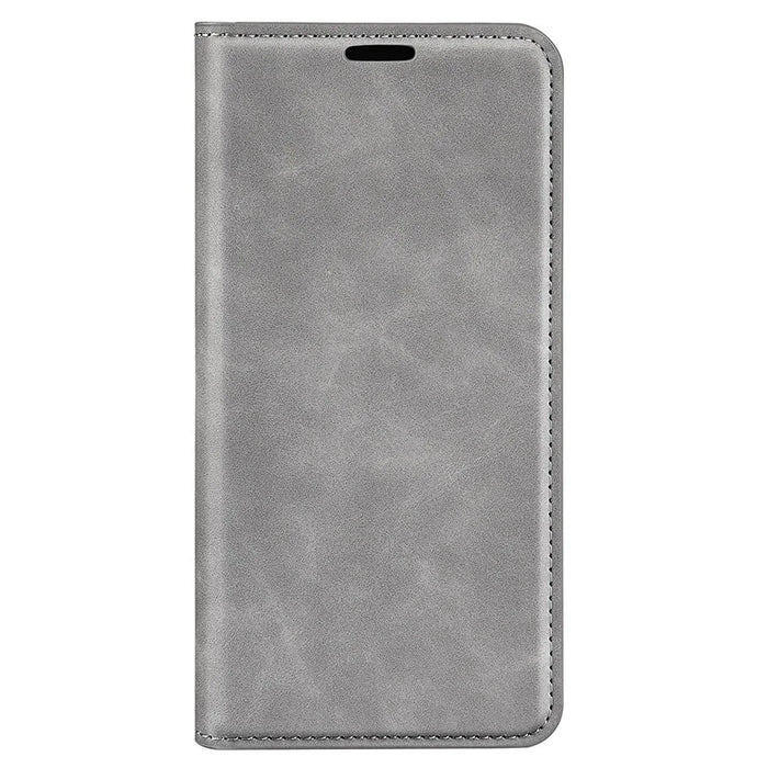 For iPhone 14 Plus 6.7 inch Skin Touch Feeling Folio Flip Leather Case Mobile Phone Stand Wallet Protective Cover - Grey - 5