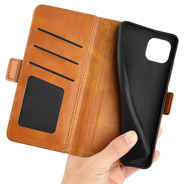 For iPhone 14 Plus 6.7 inch Double Magnetic Clasp Textured Leather Case Stand Wallet Drop-proof Phone Cover - Yellow - 4