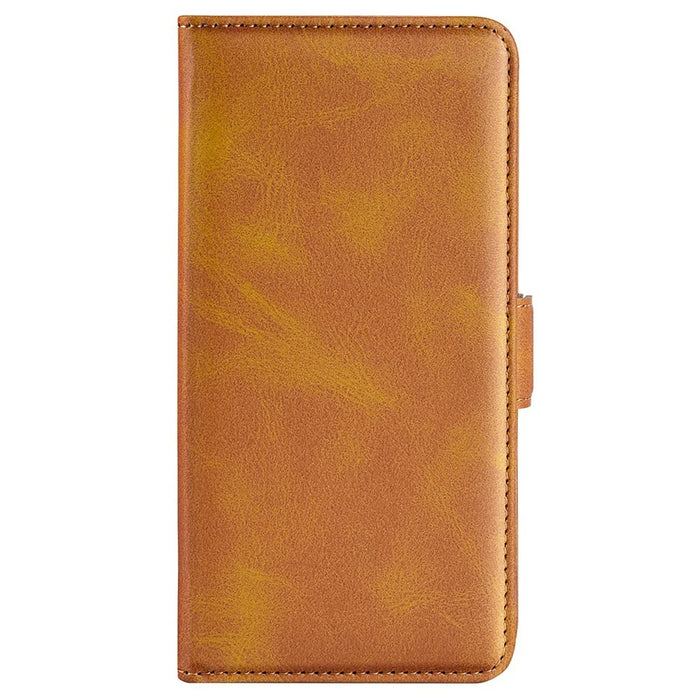 For iPhone 14 Plus 6.7 inch Double Magnetic Clasp Textured Leather Case Stand Wallet Drop-proof Phone Cover - Yellow - 5