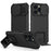 For iPhone 13 Pro 6.1 inch Camera Slider Design Adjustable Vertical Kickstand Phone Case PC + TPU Protective Cover - Black - 1