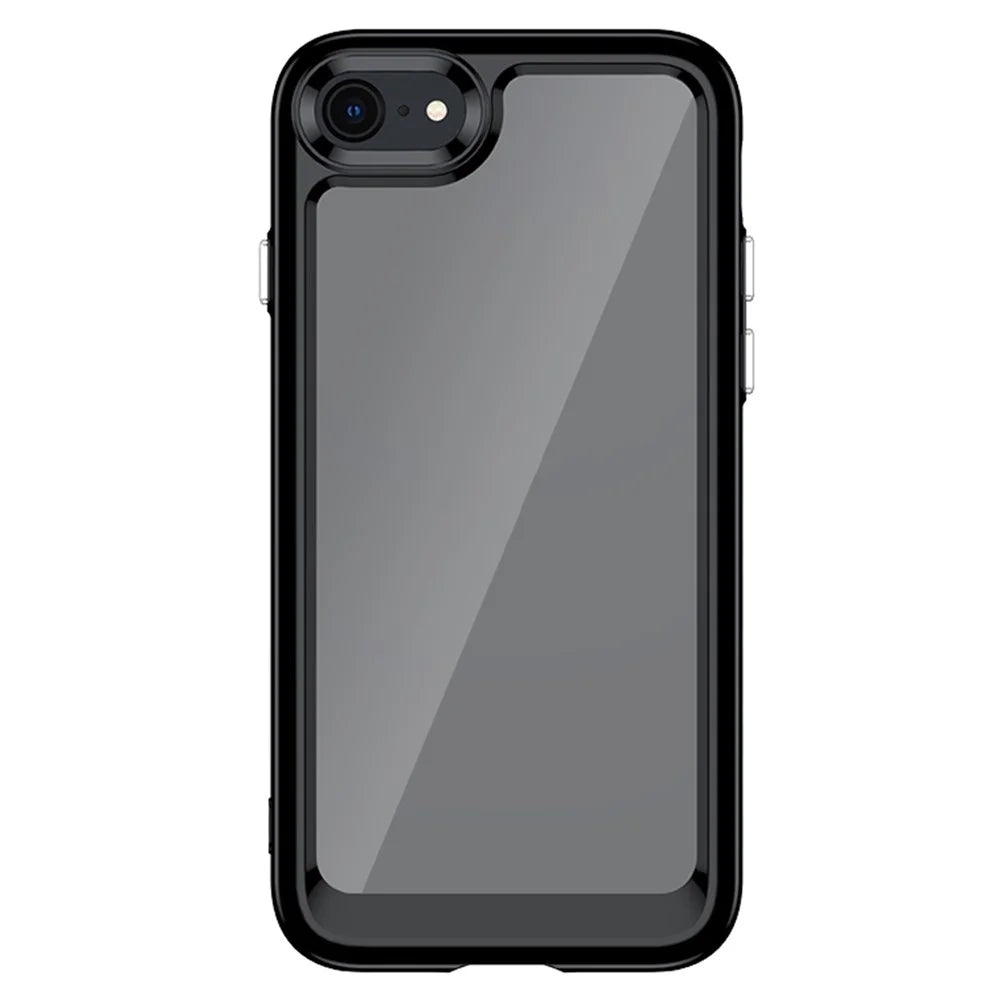 For iPhone 7/8/SE (2020)/SE (2022) Independent Buttons Shock Absorption Phone Shell TPU+Acrylic Hybrid Case - Black - 1