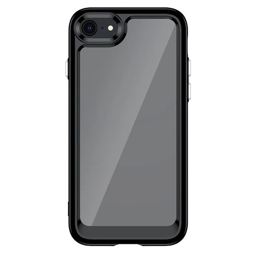 For iPhone 7/8/SE (2020)/SE (2022) Independent Buttons Shock Absorption Phone Shell TPU+Acrylic Hybrid Case - Black - 1