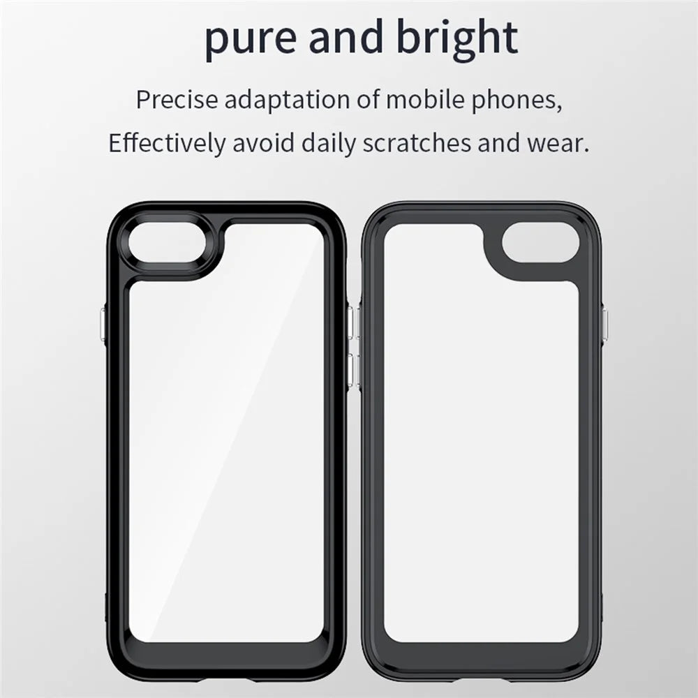 For iPhone 7/8/SE (2020)/SE (2022) Independent Buttons Shock Absorption Phone Shell TPU+Acrylic Hybrid Case - Black - 4
