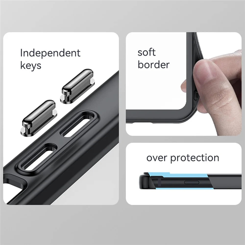 For iPhone 7/8/SE (2020)/SE (2022) Independent Buttons Shock Absorption Phone Shell TPU+Acrylic Hybrid Case - Black - 5