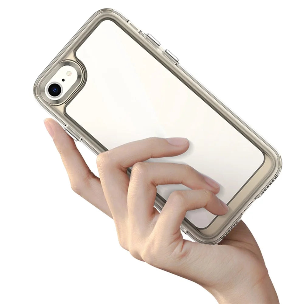 For iPhone 7/8/SE (2020)/SE (2022) Independent Buttons Shock Absorption Phone Shell TPU+Acrylic Hybrid Case - Black - 6
