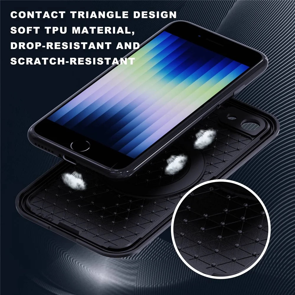 SHELLBOX A Series IP68 Waterproof Hybrid Phone Back Case for iPhone 7 4.7 inch / 8 4.7 inch / SE (2020) / (2022), IP6X Dust-Proof Protective Case with Lanyard - Black - 6