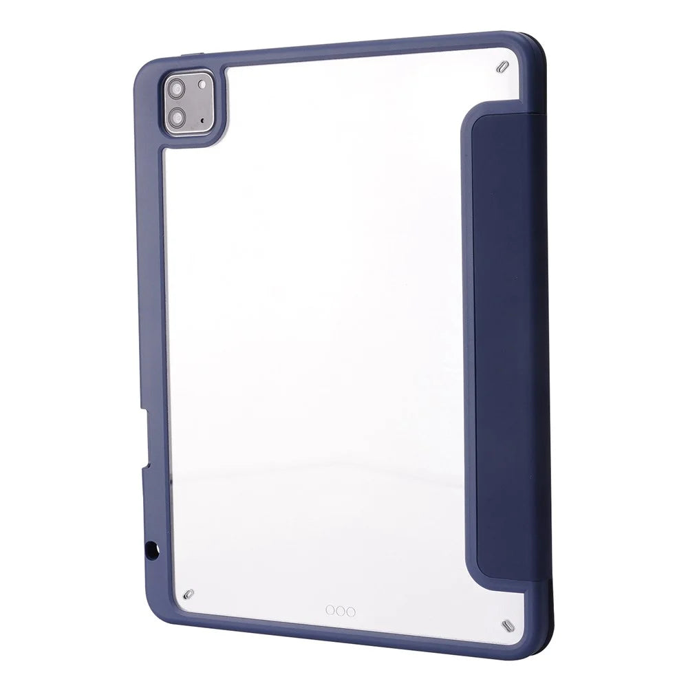 For iPad Pro 12.9 (2022) / (2021) / (2020) / (2018) Tablet Case Auto Wake / Sleep Origami Stand PU Leather + Acrylic Cover - Dark Blue - 4