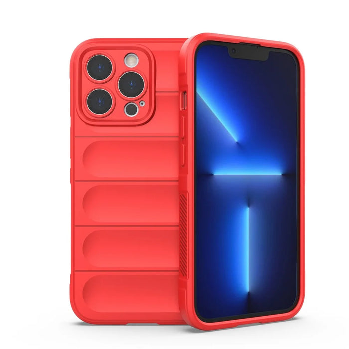 For iPhone 13 Pro 6.1 inch Anti-fall Rugged Back Shell Soft TPU Phone Protector Case - Red - 1