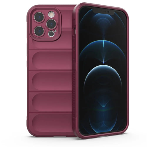 For iPhone 12 Pro Max 6.7 inch TPU Phone Protector Case, Anti-fall Rugged Back Shell Cover - Wine Red - 1