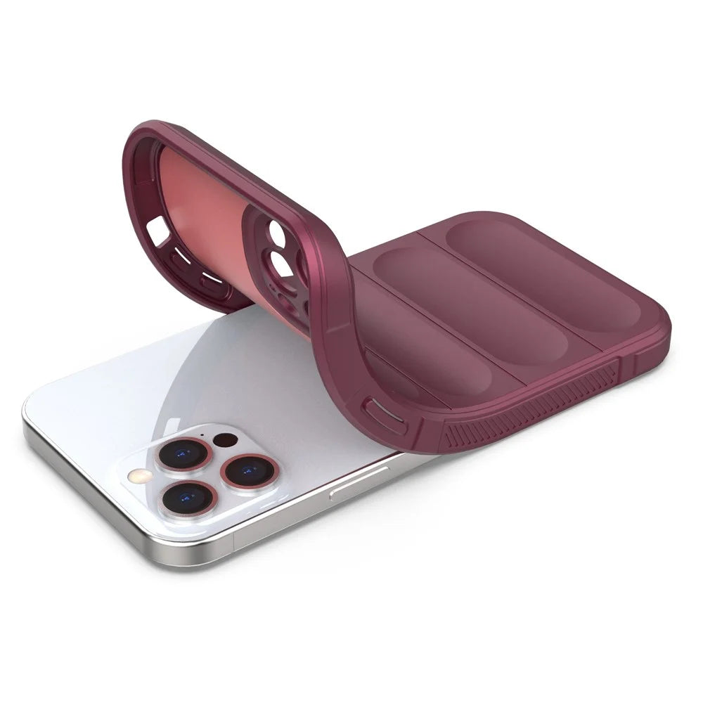 For iPhone 12 Pro Max 6.7 inch TPU Phone Protector Case, Anti-fall Rugged Back Shell Cover - Wine Red - 2