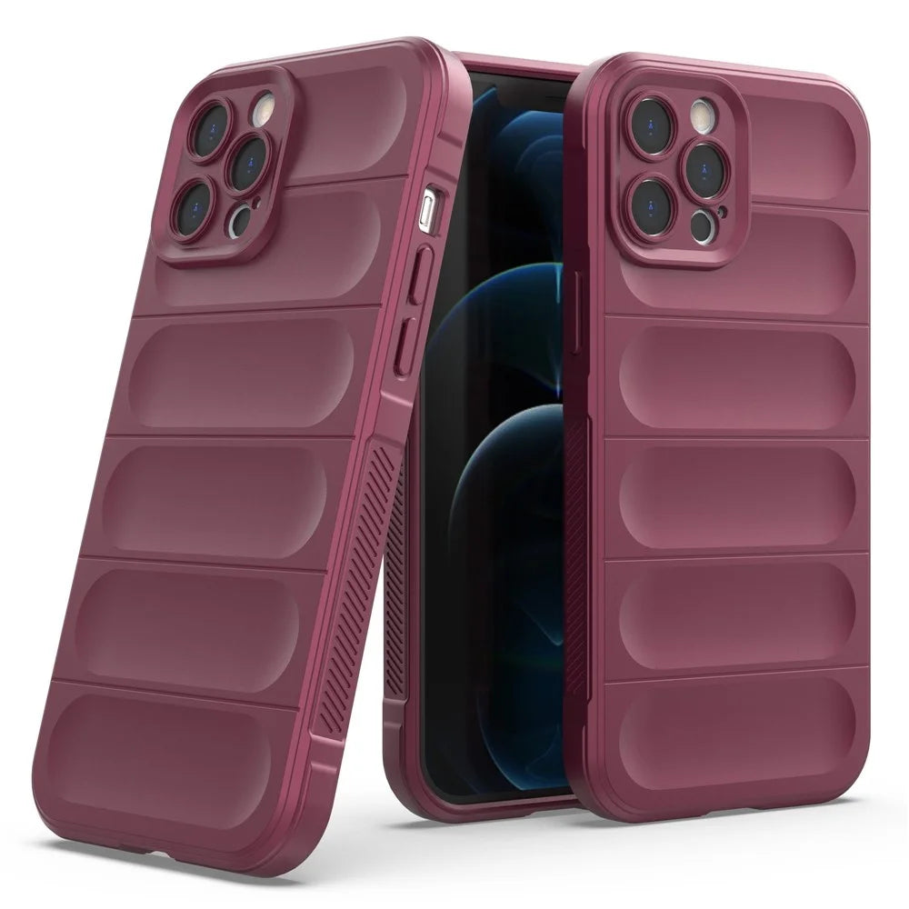 For iPhone 12 Pro Max 6.7 inch TPU Phone Protector Case, Anti-fall Rugged Back Shell Cover - Wine Red - 6