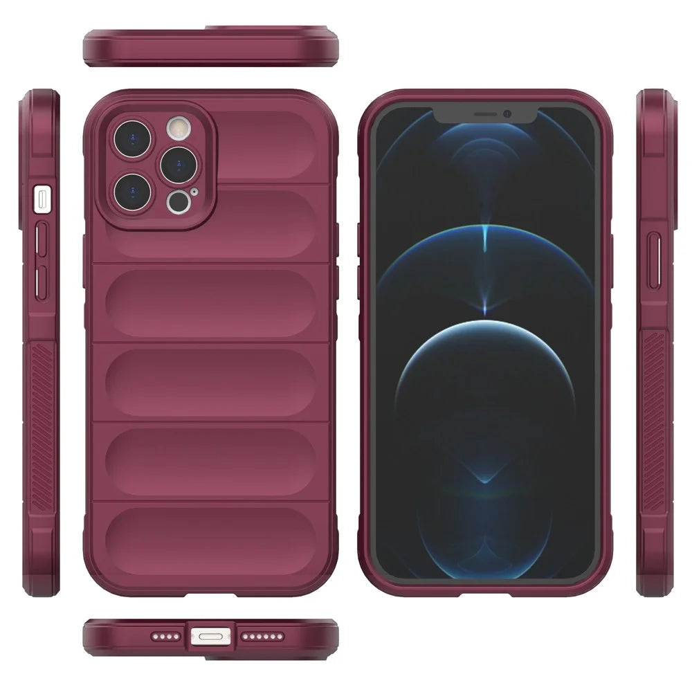 For iPhone 12 Pro Max 6.7 inch TPU Phone Protector Case, Anti-fall Rugged Back Shell Cover - Wine Red - 7