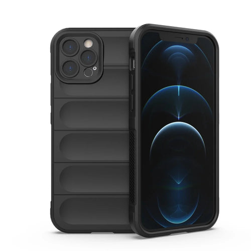 For iPhone 12 Pro 6.1 inch TPU Phone Protector Case, Collision Resistant Rugged Back Shell Cover - Black - 1