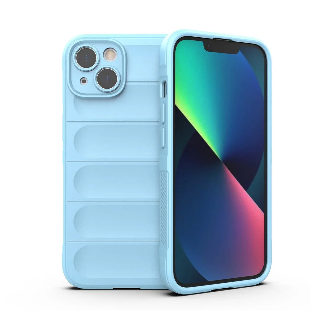 For iPhone 13 6.1 inch Bump Proof Rugged Back Shell Soft TPU Phone Protector Case - Baby Blue - 1