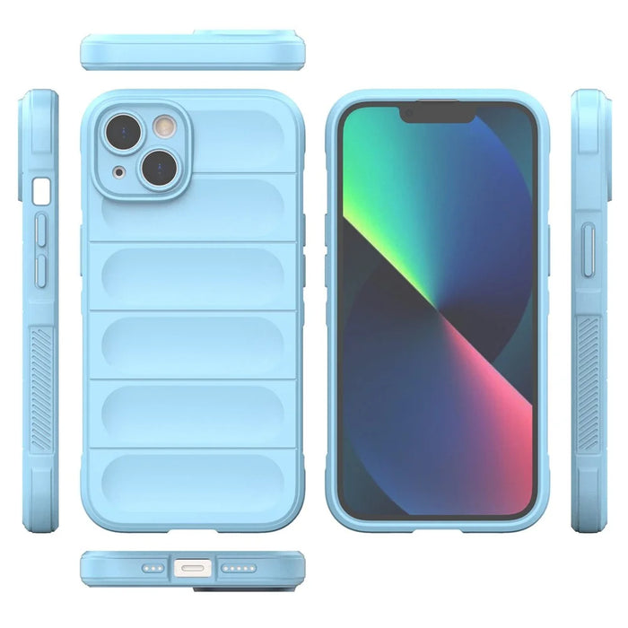 For iPhone 13 6.1 inch Bump Proof Rugged Back Shell Soft TPU Phone Protector Case - Baby Blue - 7