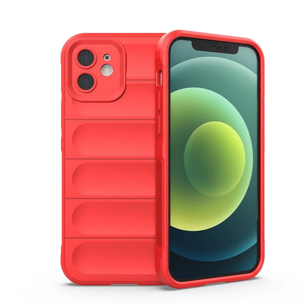 For iPhone 12 6.1 inch Drop Protection Rugged Back Shell TPU Phone Protector Case - Red - 1