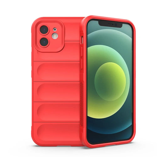 For iPhone 12 6.1 inch Drop Protection Rugged Back Shell TPU Phone Protector Case - Red - 1