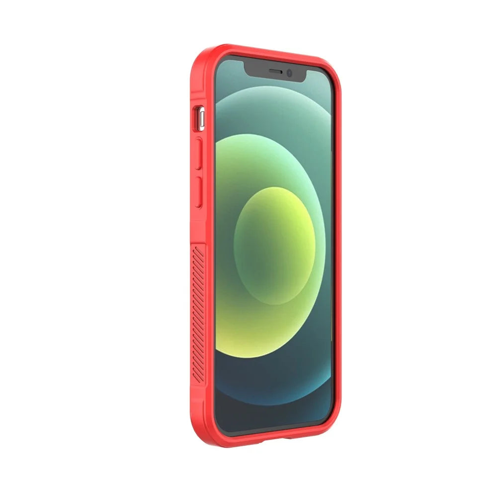 For iPhone 12 6.1 inch Drop Protection Rugged Back Shell TPU Phone Protector Case - Red - 2