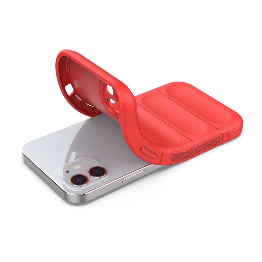 For iPhone 12 6.1 inch Drop Protection Rugged Back Shell TPU Phone Protector Case - Red - 3