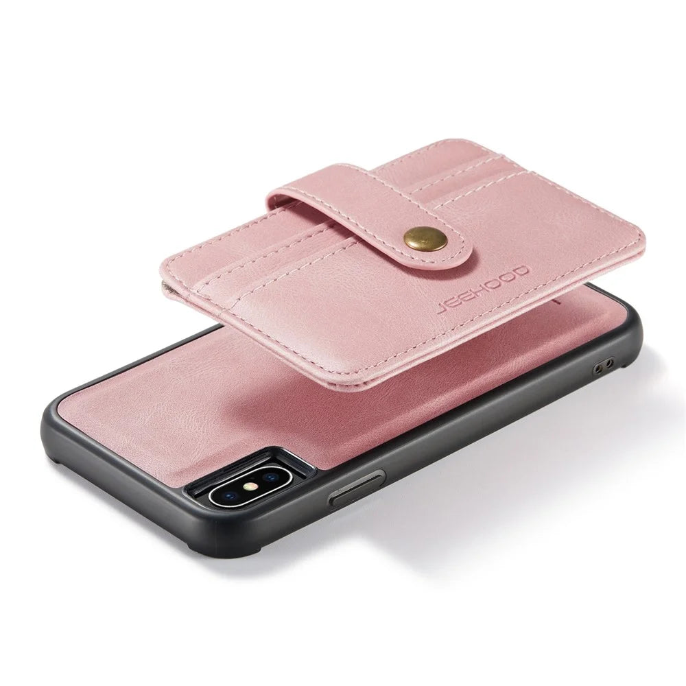 JEEHOOD Wallet Phone Case for iPhone XS 5.8 inch Shockproof Phone Cover with RFID Blocking Function Scratch Resistant Phone Protector Support Wireless Charging - Pink - 3