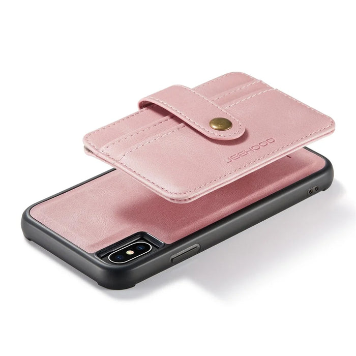 JEEHOOD Wallet Phone Case for iPhone XS 5.8 inch Shockproof Phone Cover with RFID Blocking Function Scratch Resistant Phone Protector Support Wireless Charging - Pink - 3