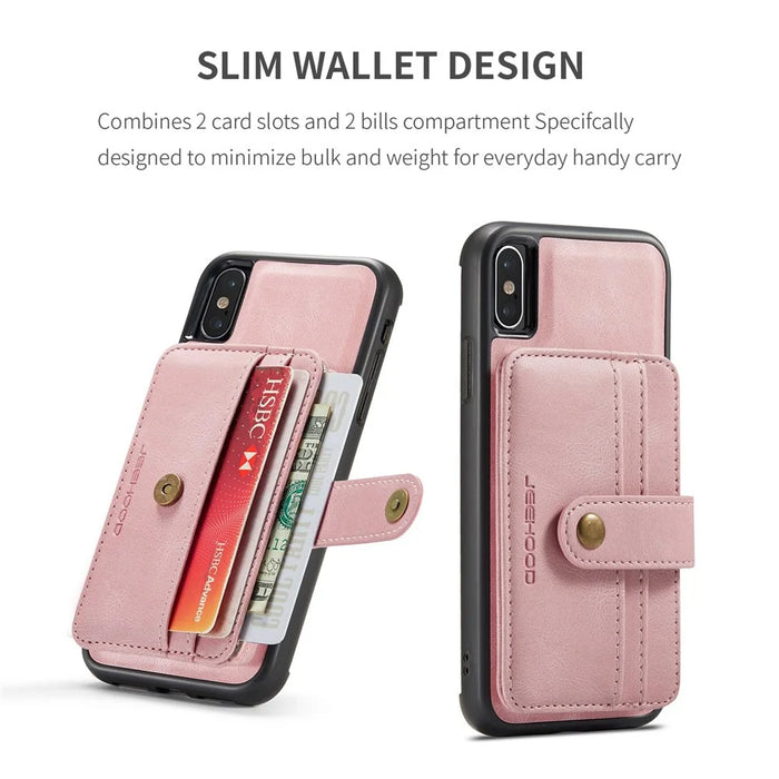 JEEHOOD Wallet Phone Case for iPhone XS 5.8 inch Shockproof Phone Cover with RFID Blocking Function Scratch Resistant Phone Protector Support Wireless Charging - Pink - 7