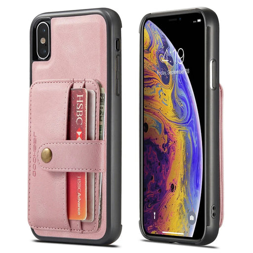 JEEHOOD Anti-Scratch Phone Case for iPhone XS Max 6.5 inch Shockproof Wallet Phone Cover Protector Support Wireless Charging/RFID Blocking - Pink - 1