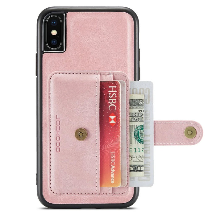 JEEHOOD Anti-Scratch Phone Case for iPhone XS Max 6.5 inch Shockproof Wallet Phone Cover Protector Support Wireless Charging/RFID Blocking - Pink - 2
