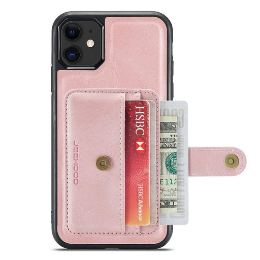 JEEHOOD Shockproof Wallet Phone Case for iPhone 11 6.1 inch RFID Blocking Anti-fall Phone Cover Scratch Resistant Protector Support Wireless Charging - Pink - 2