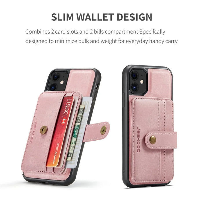 JEEHOOD Shockproof Wallet Phone Case for iPhone 11 6.1 inch RFID Blocking Anti-fall Phone Cover Scratch Resistant Protector Support Wireless Charging - Pink - 7