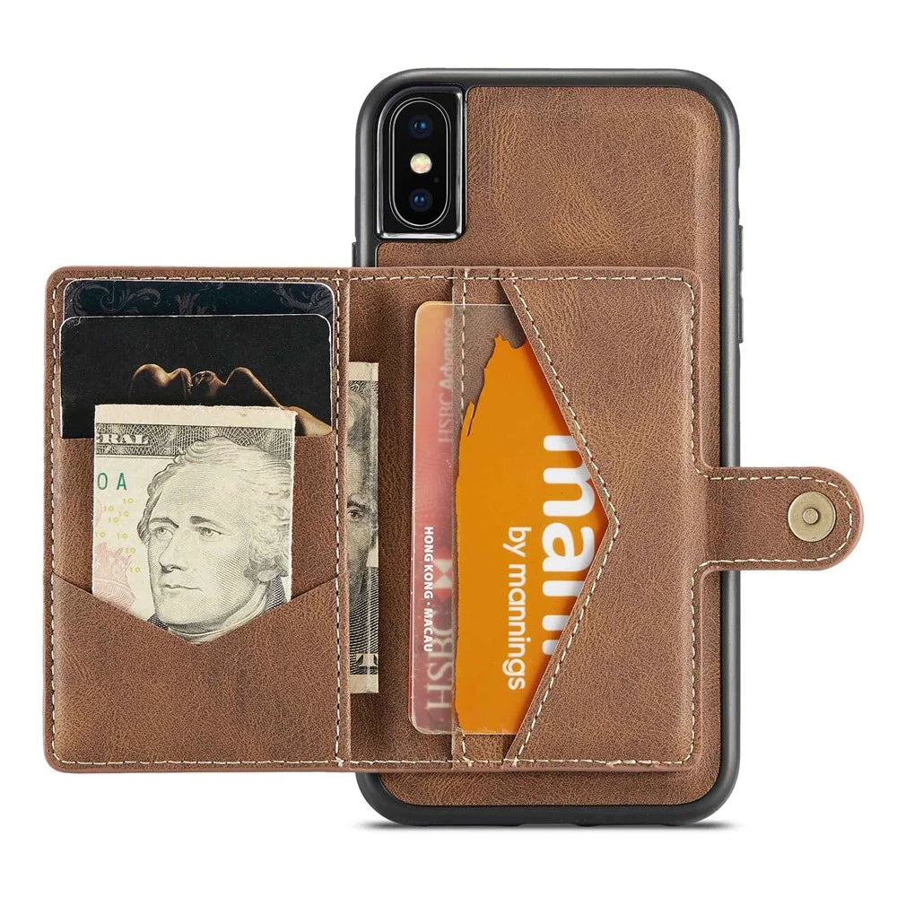 JEEHOOD Wallet Kickstand Case for iPhone XS Max 6.5 inch, Detachable 2-in-1 PU Leather Coated TPU Phone Cover - Brown - 2