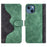 For iPhone 14 6.1 inch Fall Proof Splicing Design Protective Case PU Leather Wallet Stand Phone Shell - Green - 1