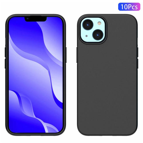 10Pcs/Pack Soft TPU Phone Protective Case for iPhone 14 6.1 inch, Dual-sided Matte Finish Anti-scratch Cover - Black - 1