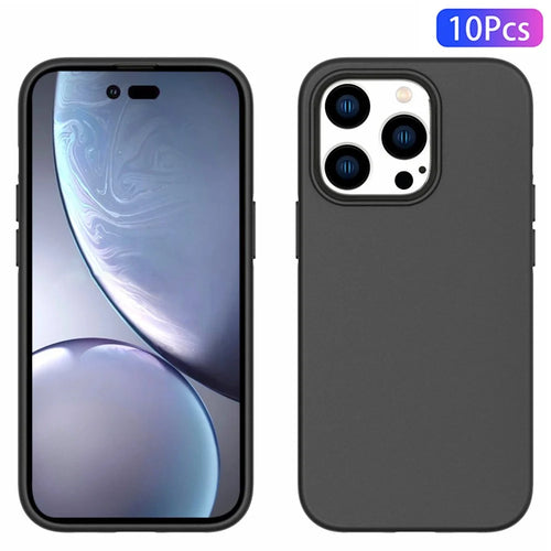 10Pcs/Pack Soft TPU Phone Back Case for iPhone 14 Pro 6.1 inch, Dual-sided Matte Finish Protective Cover - Black - 1
