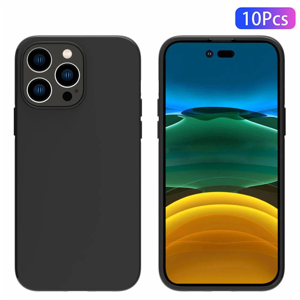 For iPhone 14 Pro Max 6.7 inch 10Pcs/Pack Dual-sided Matte Finish TPU Anti-scratch Phone Case Protective Cover - Black - 1