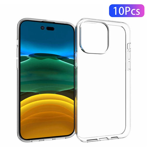 For iPhone 14 Pro Max 6.7 inch 10Pcs/Pack Clear TPU Phone Back Case Inner Watermark-Free Protective Cover - 1