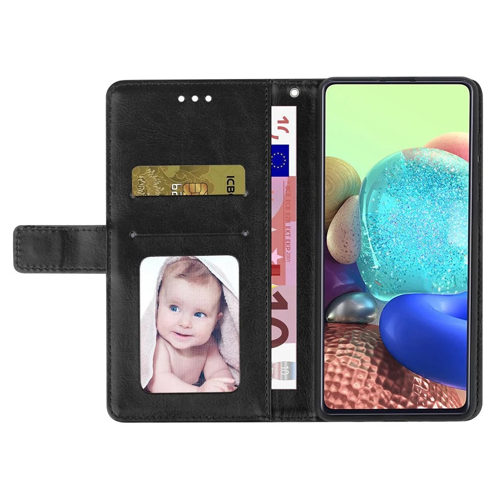 For iPhone 14 Plus 6.7 inch Cell Phone Cover PU Leather Y-Shaped Lines Imprinting Full Protection Wallet Stand Phone Case - Black - 2